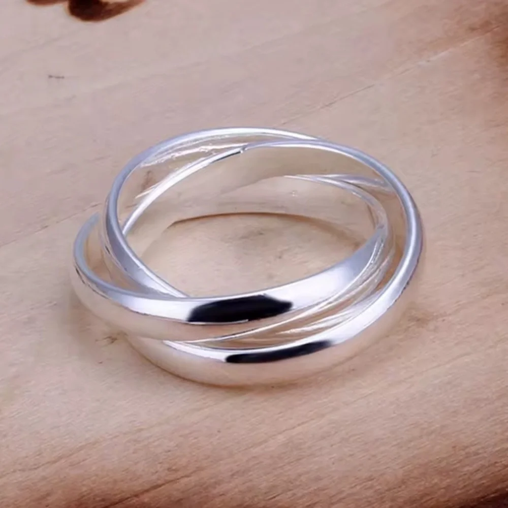 Elegant New 9.25 Sterling Silver Intertwined Ring 7 1/2
